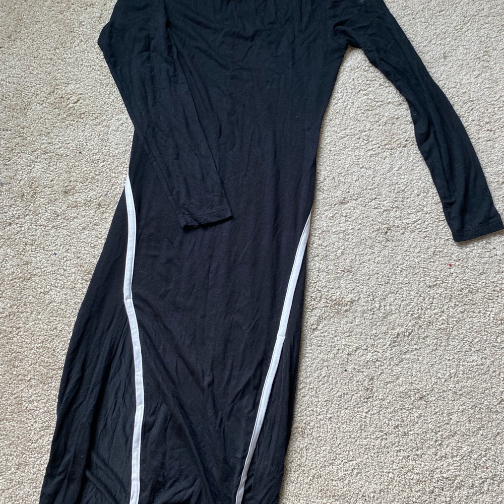 Elegant Black Dress with White Accents